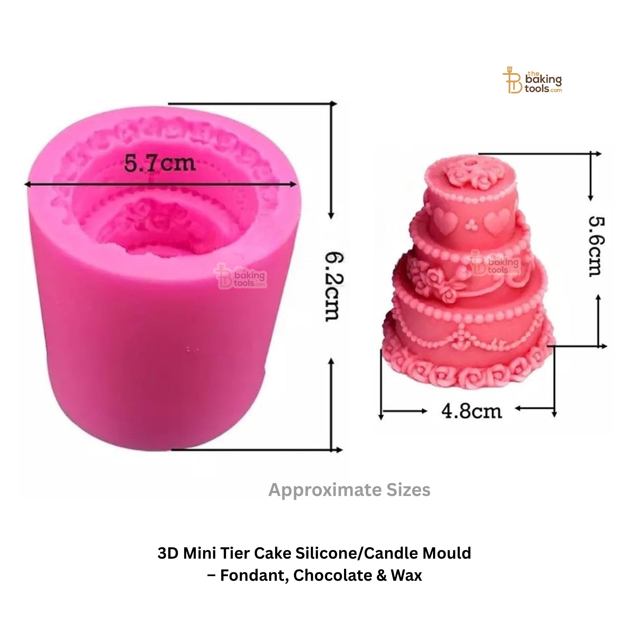 3D Mini Tier Cake Silicone/Candle Mould – Fondant, Chocolate & Wax